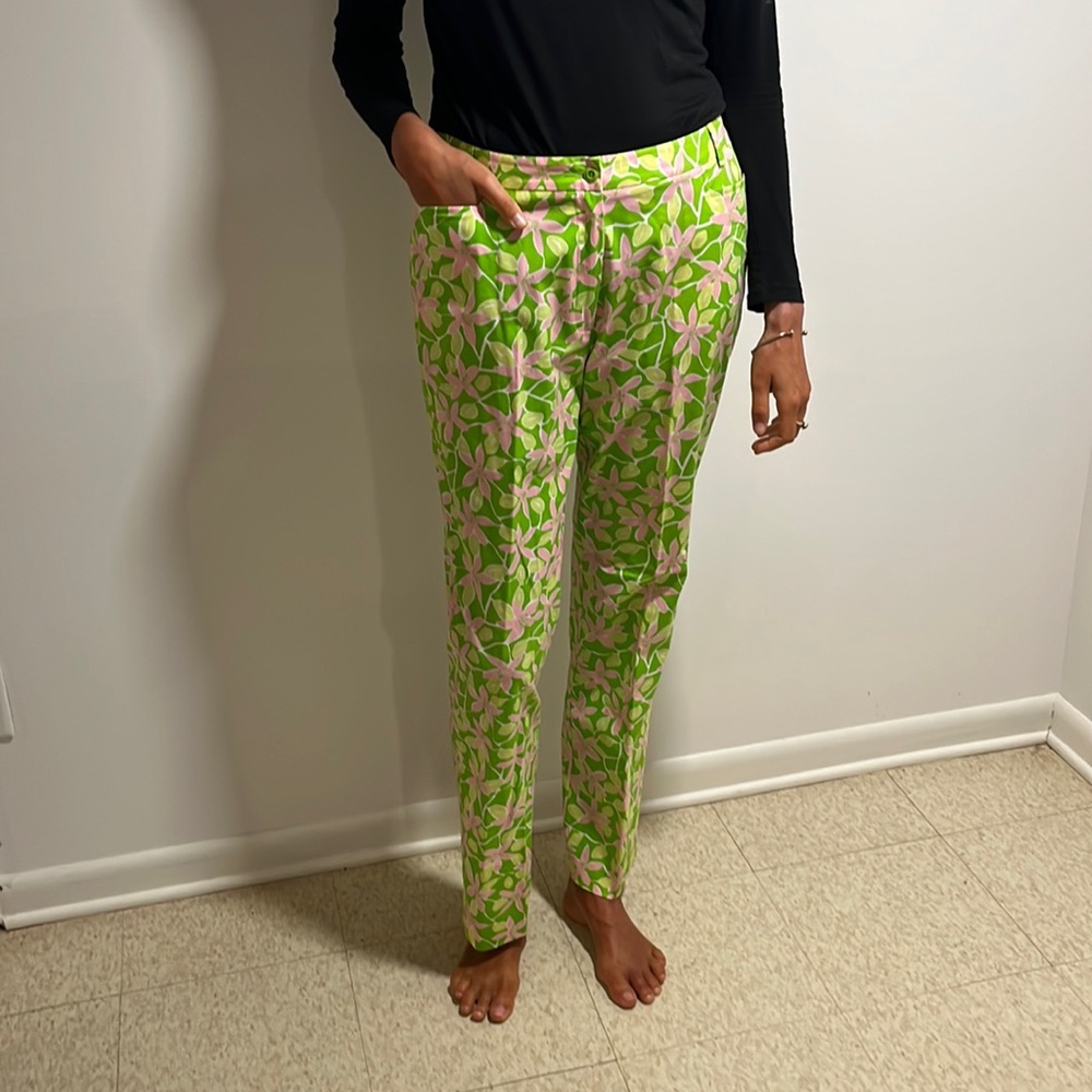 Lilly Pulitzer full length pants, pink green floral size 10 NEW